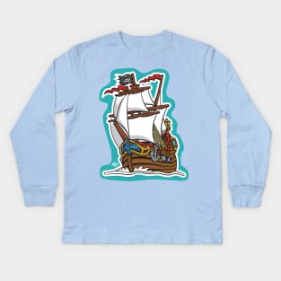 Pirate Ship Kids Long Sleeve T-Shirt